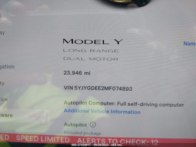 5YJYGDEE2MF074893 Tesla Model Y Long Range