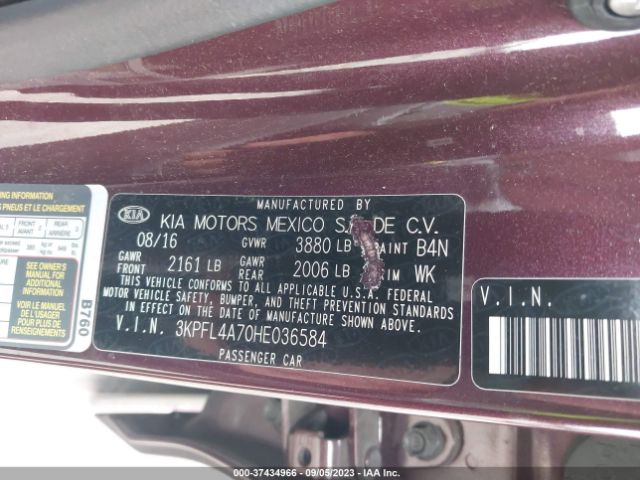 3KPFL4A70HE036584 KIA FORTE LX