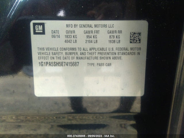 Chevrolet CRUZE LS 2014 1G1PA5SH5E7415687 Image 9