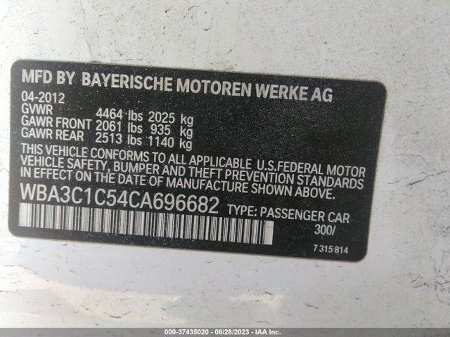 Продажа на аукционе авто 2012 Bmw 3 Series 328i, vin: WBA3C1C54CA696682, номер лота: 37435020