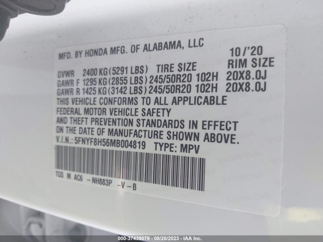 Honda Passport Ex-l 2021 5FNYF8H56MB004819 Image 9