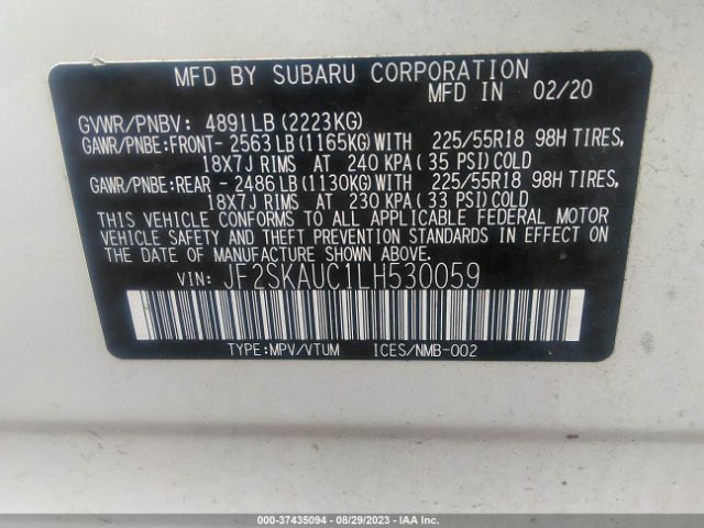 2020 SUBARU FORESTER JF2SKAUC1LH530059 Photo 8