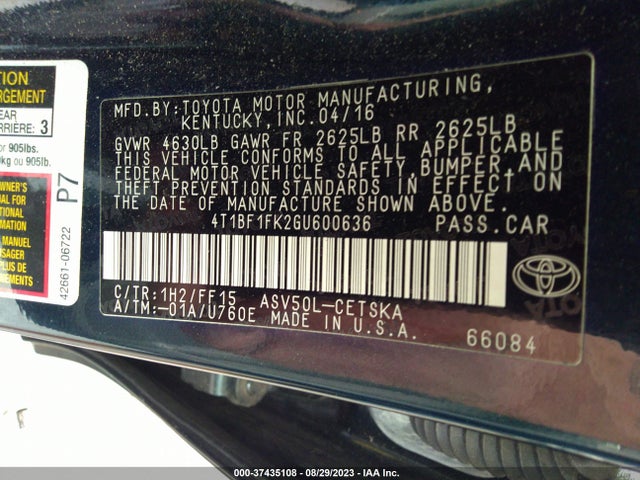 Toyota CAMRY SE 2016 4T1BF1FK2GU600636 Image 9