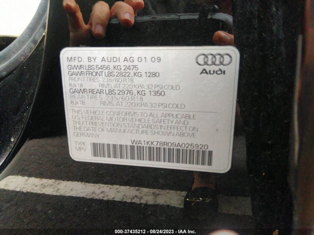 Продаж на аукціоні авто 2009 Audi Q5 Premium Plus, vin: WA1KK78R09A025920, номер лоту: 37435212