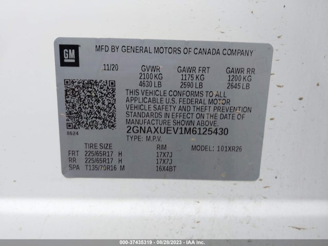 Chevrolet EQUINOX LT 2021 2GNAXUEV1M6125430 Image 9