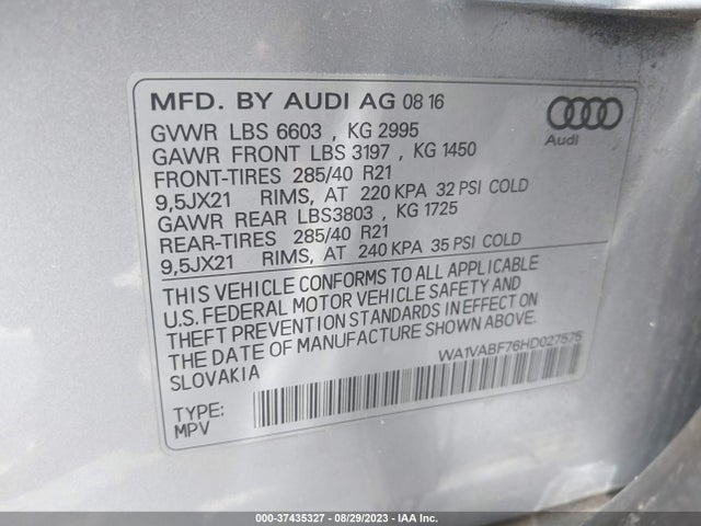 WA1VABF76HD027575 Audi Q7 Prestige
