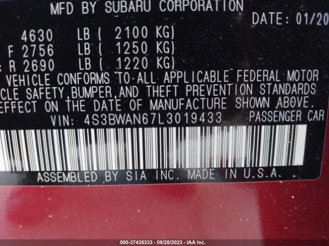 4S3BWAN67L3019433 Subaru Legacy Limited