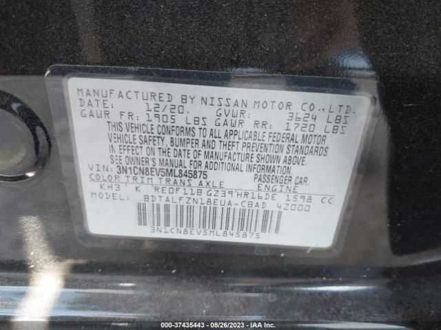 3N1CN8EV5ML845875 Nissan VERSA SV