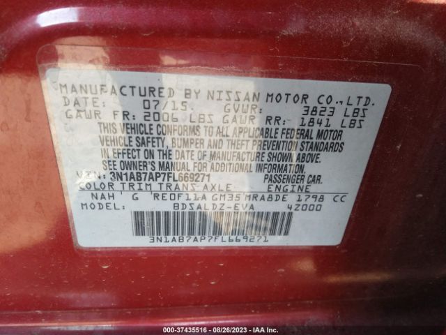 3N1AB7AP7FL669271 Nissan Sentra Sr/sl/s/sv/fe+ S