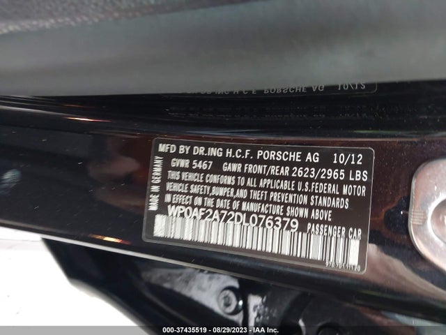 2013 PORSCHE PANAMERA GTS VIN: WP0AF2A72DL076379