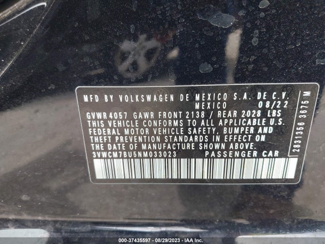 3VWCM7BU5NM033023 Volkswagen JETTA S