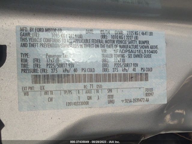 1FADP5AU1EL510400 Ford C-max Hybrid Se