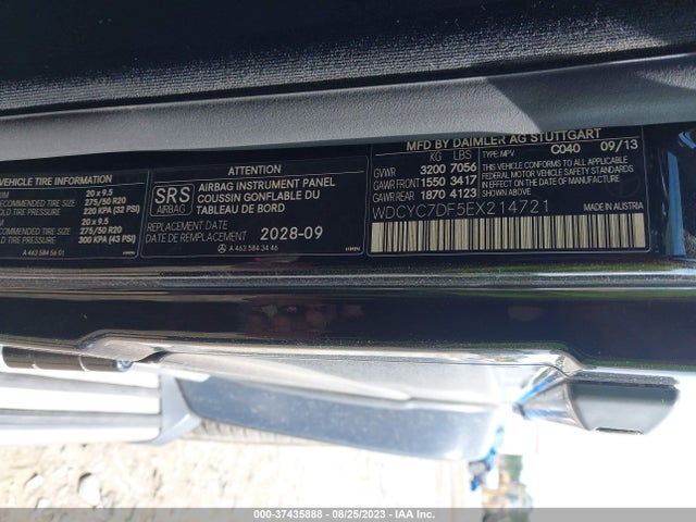 2014 Mercedes-Benz G-Class, VIN: WDCYC7DF5EX214721
