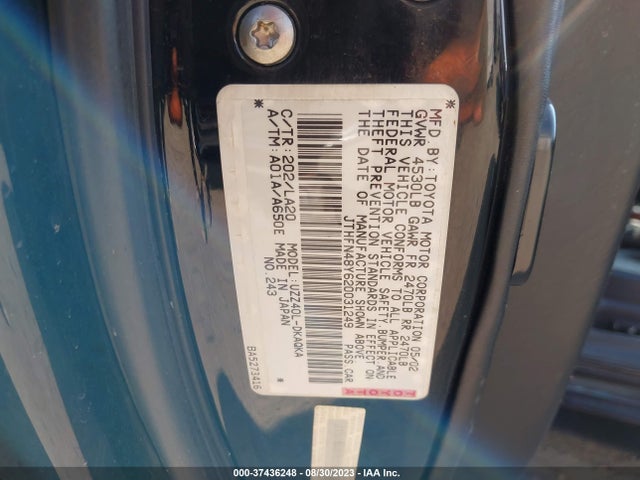 2002 LEXUS SC 430 VIN: JTHFN48Y620031249