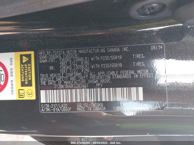 2T2BK1BA9FC283443 Lexus RX 350