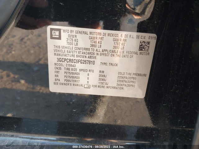 Chevrolet Silverado 1500 Lt 2015 3GCPCREC6FG267810 Image 9