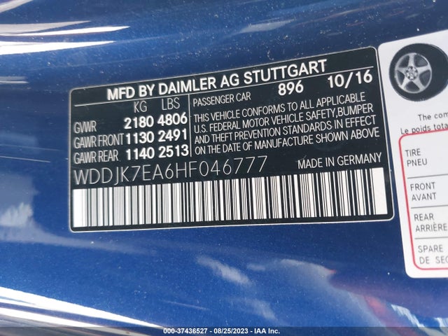 2017 Mercedes-Benz SL-Class, VIN: WDDJK7EA6HF046777