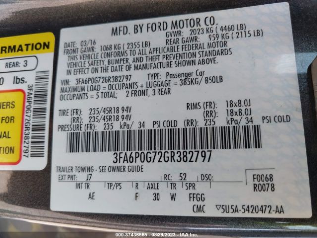 3FA6P0G72GR382797 Ford FUSION S