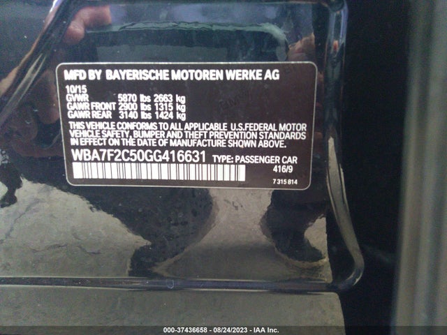 BMW 7 Series 750i Xdrive 2016 WBA7F2C50GG416631 Image 9