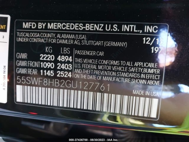 55SWF8HB2GU127761 Mercedes-Benz C-class Amg C 63 S