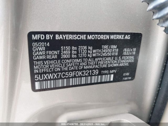 5UXWX7C59F0K32139 BMW X3 Xdrive35i