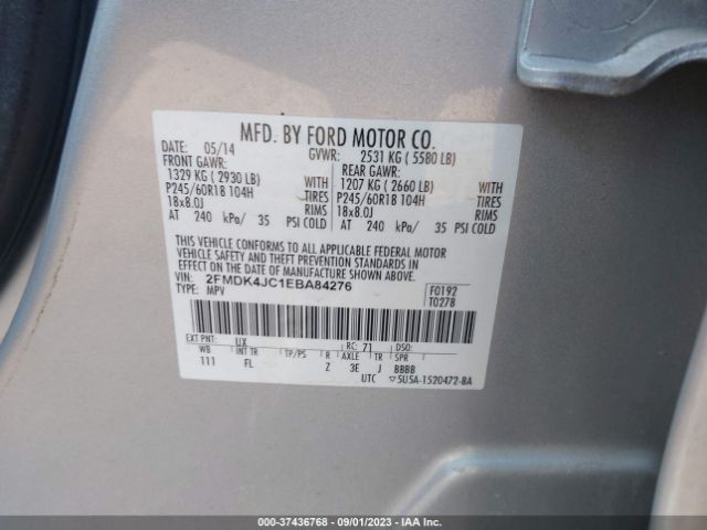2FMDK4JC1EBA84276 Ford EDGE SEL