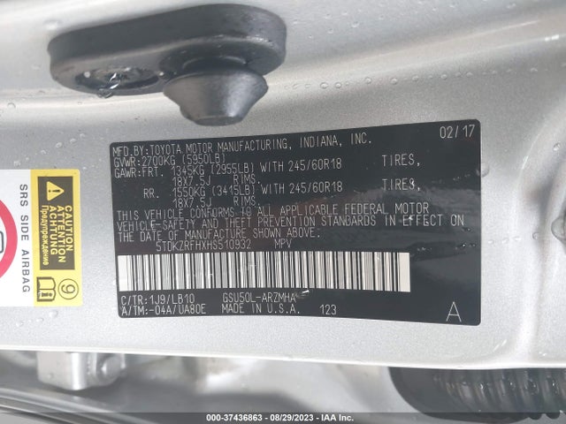 Toyota Highlander Xle/se 2017 5TDKZRFHXHS510932 Image 9