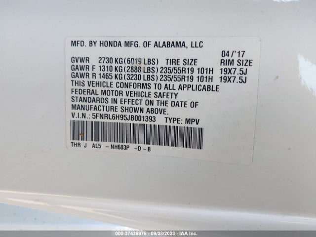 Honda Odyssey Elite 2018 5FNRL6H95JB001393 Image 16