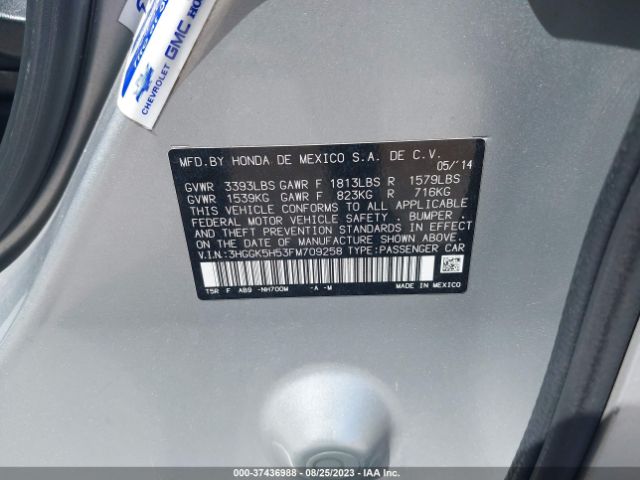 3HGGK5H53FM709258 Honda FIT LX