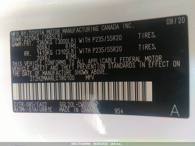 2T2HZMAA6LC180100 Lexus Rx Rx 350