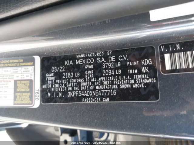 3KPF54ADXNE477716 KIA Forte Gt-line