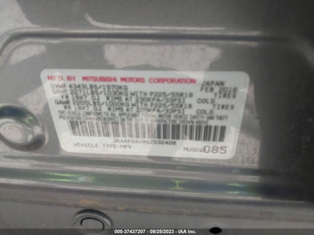 JA4AP3AUXGZ032408 Mitsubishi Outlander Sport 2.0 Es