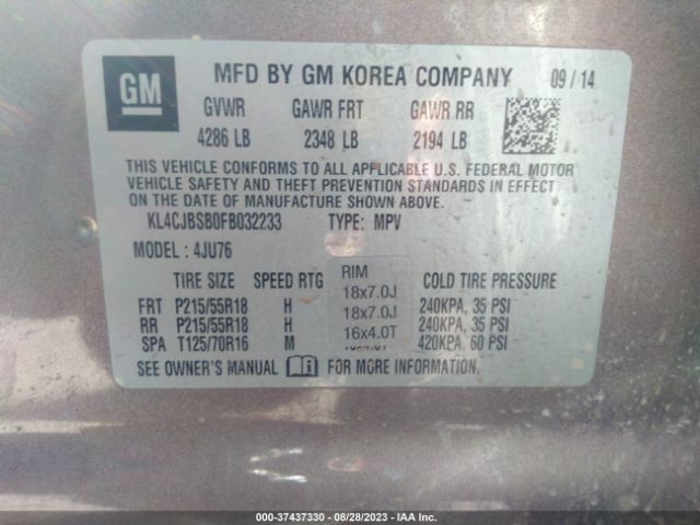 KL4CJBSB0FB032233 Buick Encore Convenience