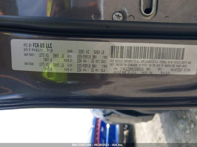 1C4PJLDB0KD266526 Jeep Cherokee Limited