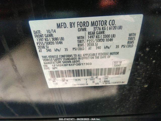 1FM5K8F8XFGB17303 Ford Explorer Limited