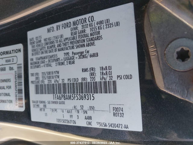 1FA6P8AM5F5369315 Ford Mustang V6