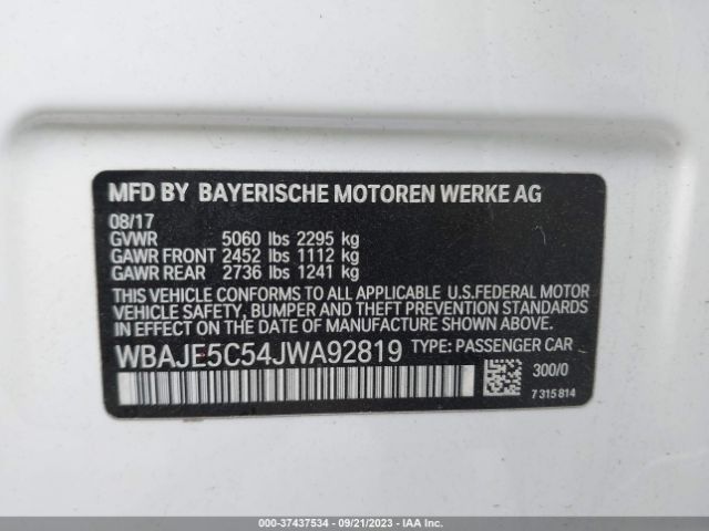 WBAJE5C54JWA92819 BMW 5 Series 540i