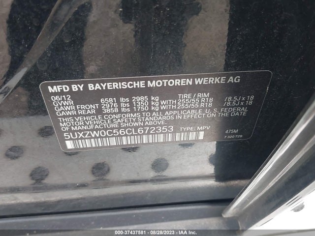 2012 BMW X5 35D VIN: 5UXZW0C56CL672353