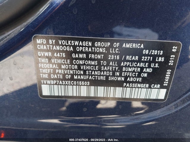 1VWBP7A3XEC015503 Volkswagen PASSAT SE