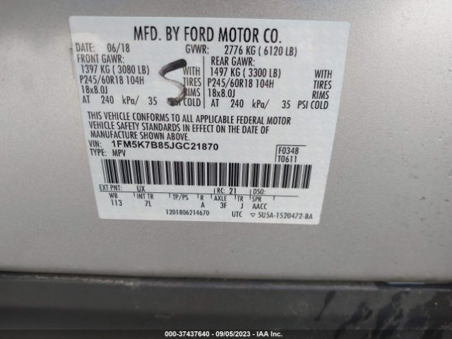 1FM5K7B85JGC21870 Ford Explorer Base