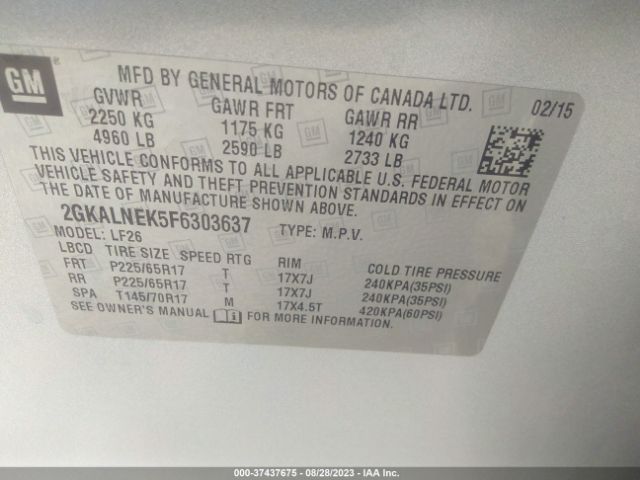 2GKALNEK5F6303637 GMC TERRAIN SL