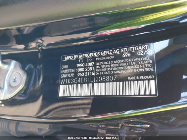 W1K3G4EB1LJ208807 Mercedes-Benz A-class A 220