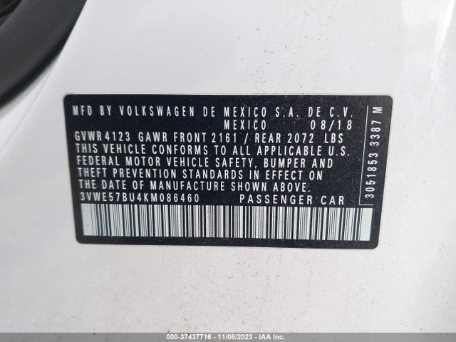 3VWE57BU4KM086460 Volkswagen JETTA SEL