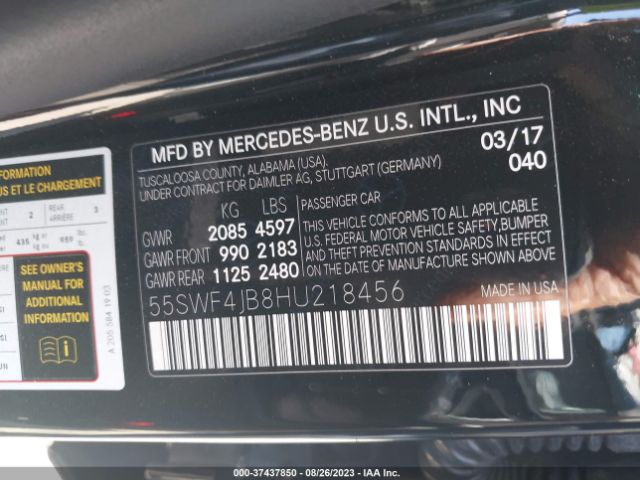 55SWF4JB8HU218456 Mercedes-Benz C-class C 300