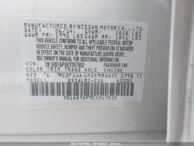 Nissan SENTRA SR 2014 3N1AB7AP9EY267852 Image 9