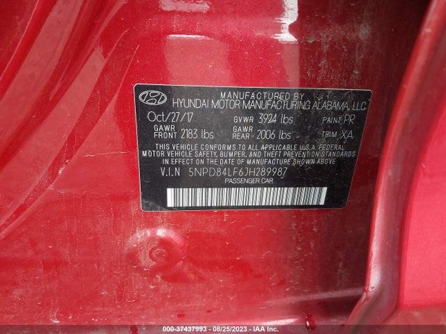 Hyundai Elantra Value Edition 2018 5NPD84LF6JH289987 Image 9