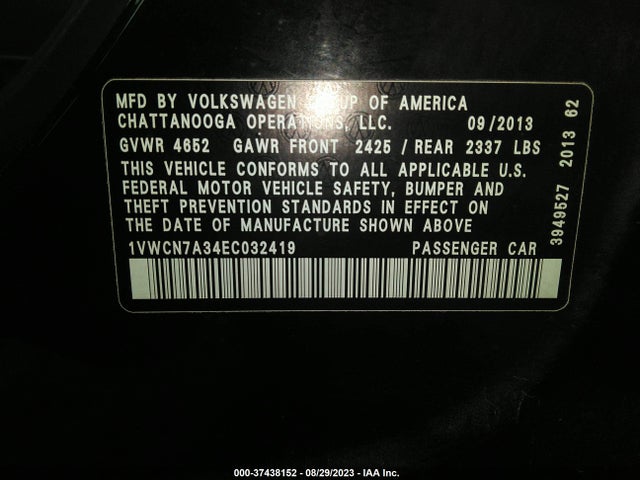 1VWCN7A34EC032419 Volkswagen Passat Tdi Sel Premium