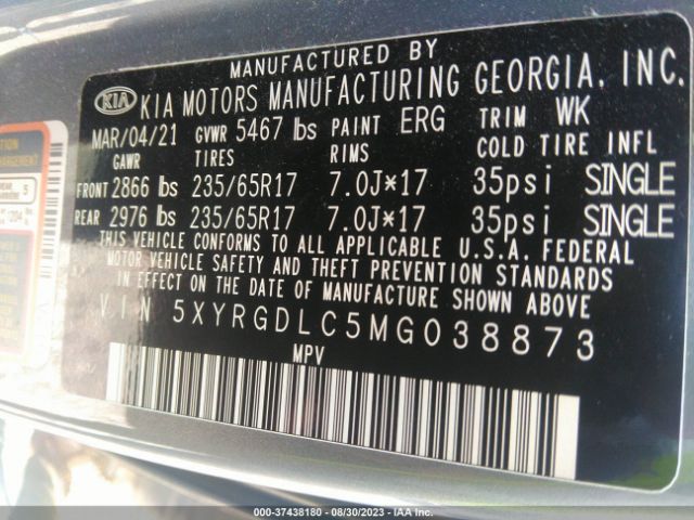 5XYRGDLC5MG038873 KIA SORENTO LX