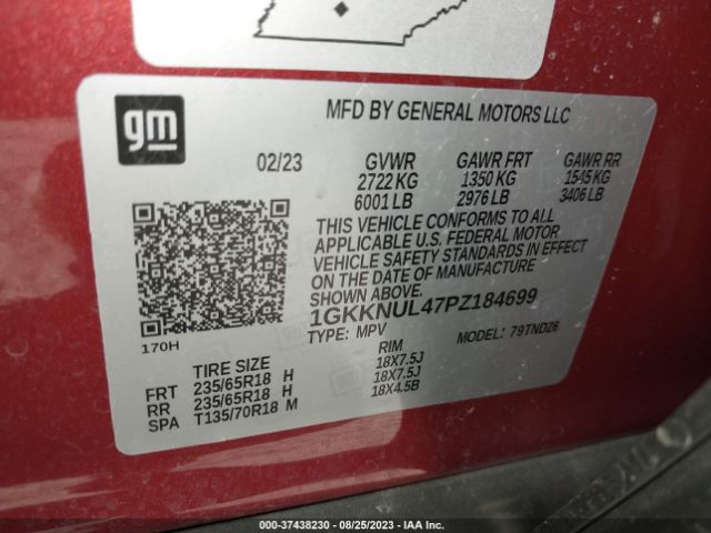 1GKKNUL47PZ184699 GMC ACADIA SLT