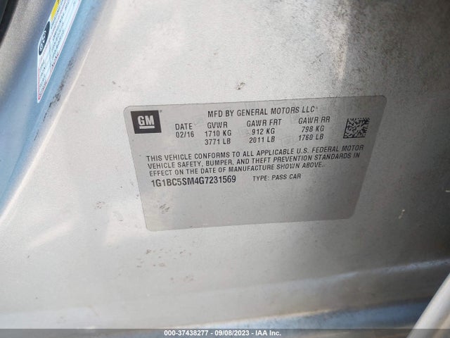 Chevrolet CRUZE LS 2016 1G1BC5SM4G7231569 Image 9
